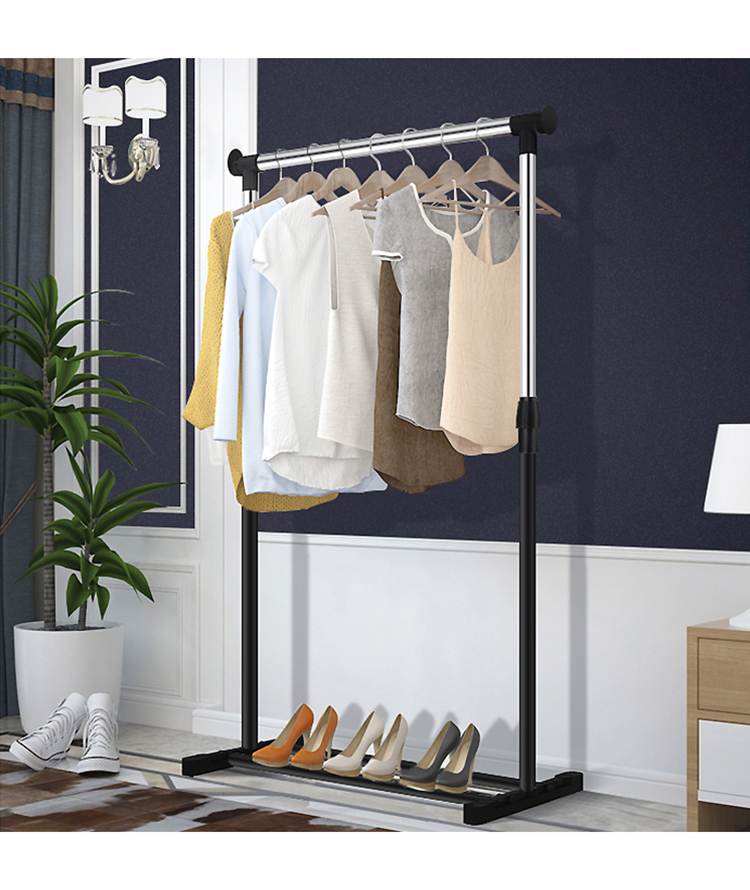 单杆式晾衣架落地简易卧室内家用晒衣架折叠阳台挂衣服架子