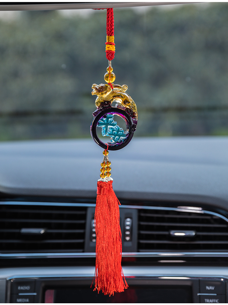 平安貔貅(红色流苏)汽车香水车上女挂件悬挂漂亮车内内饰精油式用品