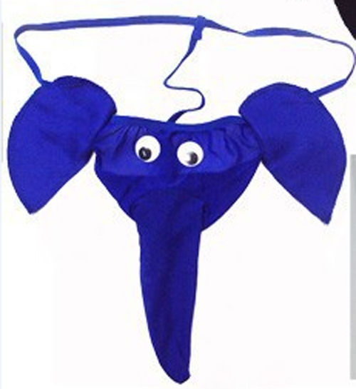 1条男士内裤男透明小象卡通个性裤头性感大象鼻子透气丁字裤黑色均码