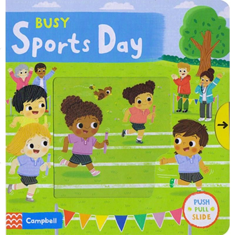 英文原版 busy系列 busy sports day 繁忙的运动会 纸板机关操作 书