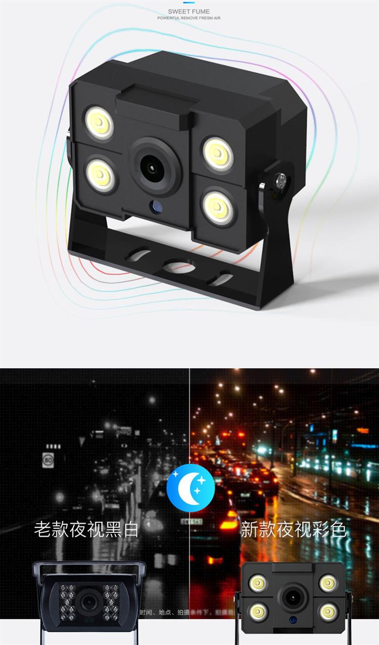 高清夜视车载摄像头led灯货车摄像头倒车影像大巴监控头12v24vj1升级