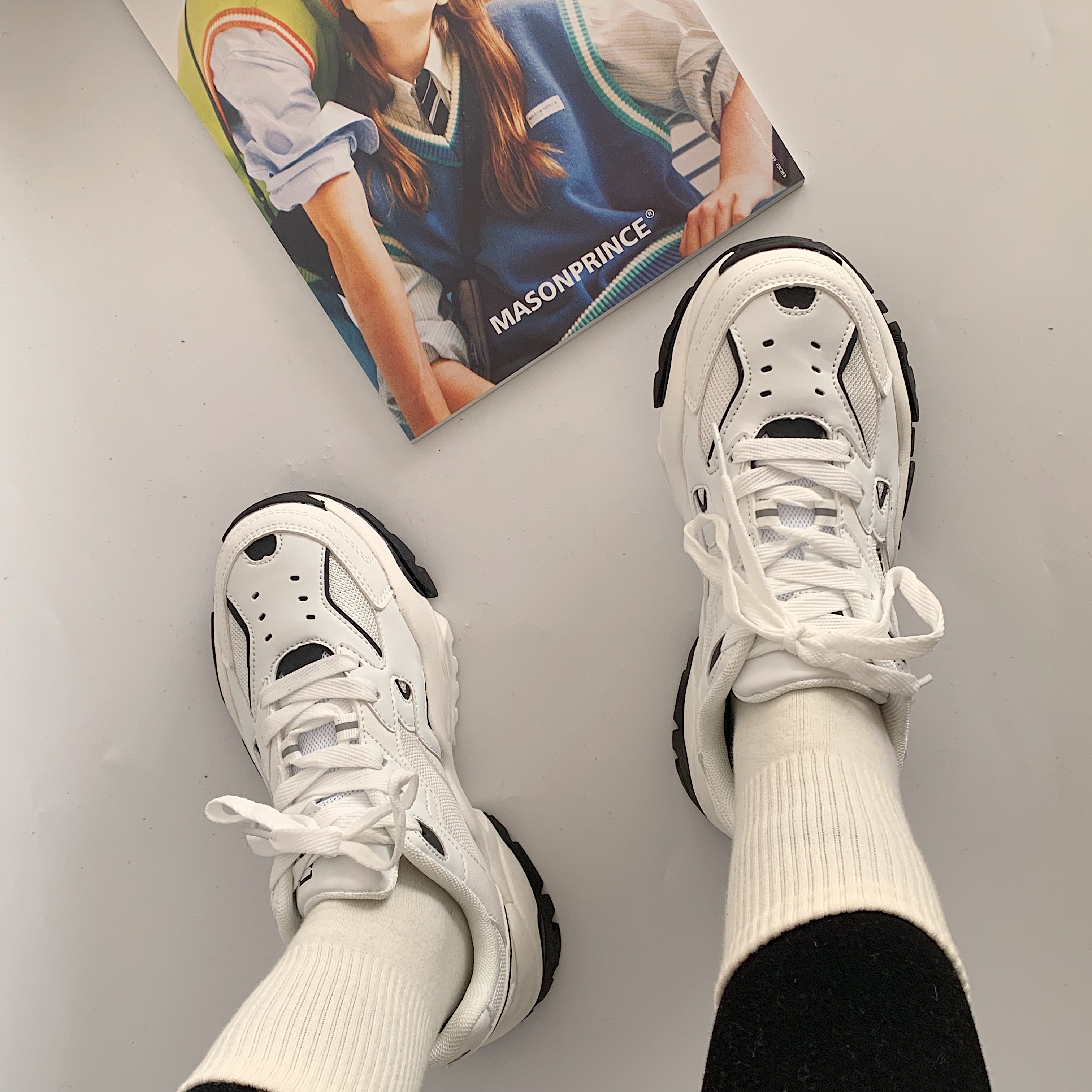 许刘芒 2020韩国ulzzang原宿百搭学生跑步灰色运动鞋ins老爹鞋女 广赫