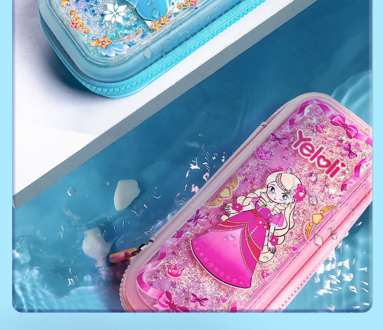 叶罗丽笔袋流沙大容量女生2021新款流行文具袋高级可爱儿童铅笔盒绿色