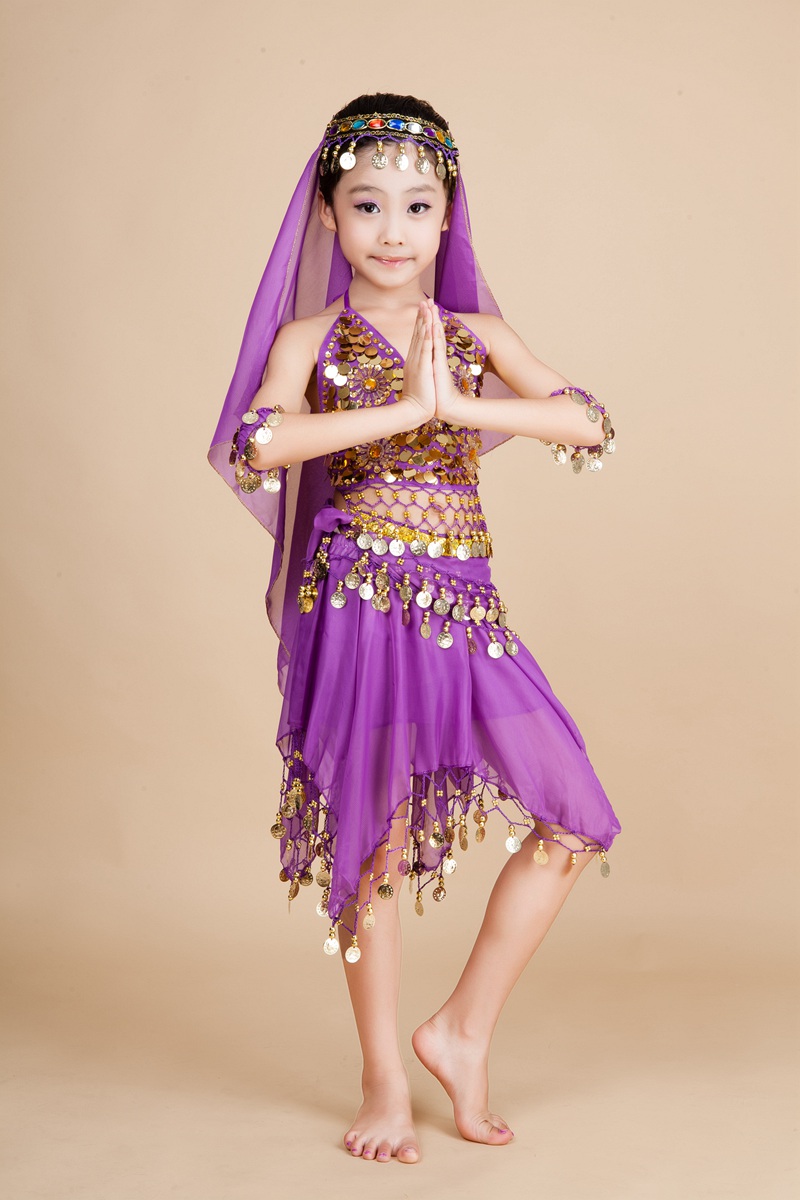 印度舞蹈服装女儿童肚皮舞服装少儿印度舞短裙纺幼儿园演出服二件套