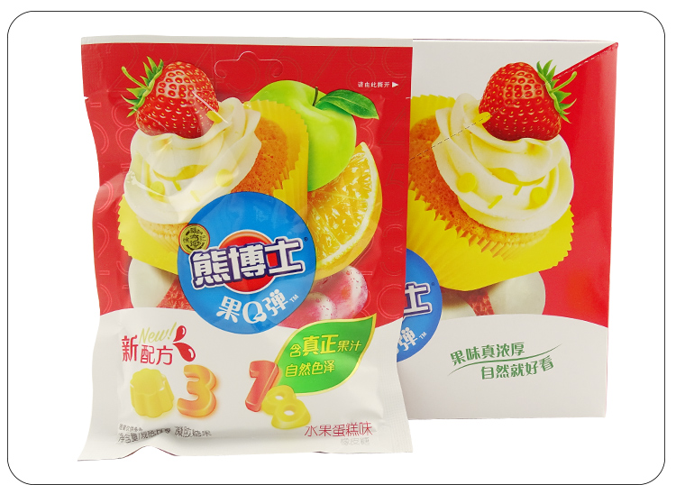 徐福记(xu fuji)糖果 徐福记 熊博士 橡皮糖水果蛋糕味600g( 60gx10包