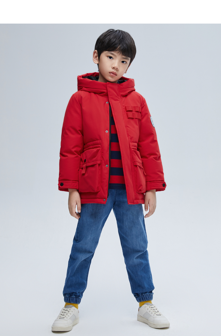 波司登男童羽绒服2020冬新款中大童休闲连帽中长款加厚t00145403