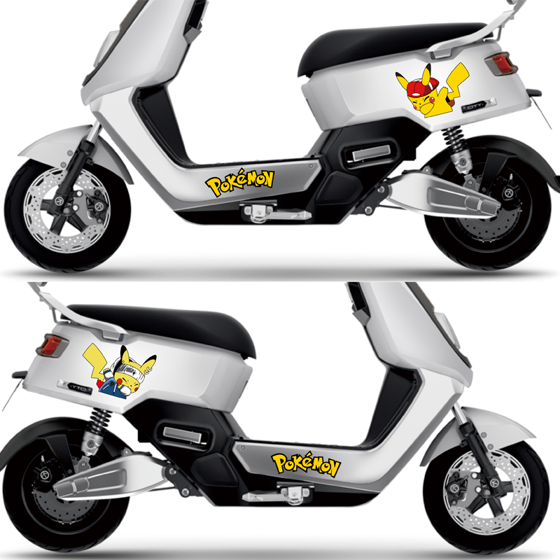 电动摩托车可爱皮卡丘贴纸小龟王电瓶车划痕遮挡装饰个性卡通车贴