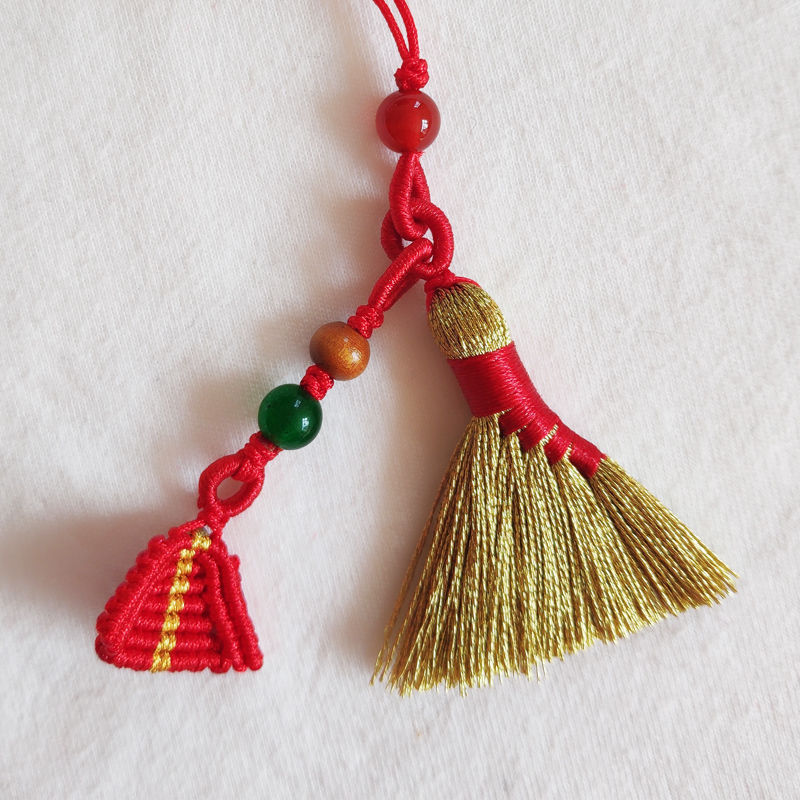 《迷你侧分扫把 虎年本命年迷你金扫把手机挂件 招财聚财手机链扫帚