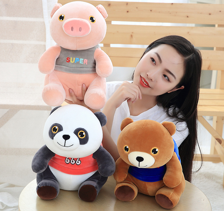 赛特摇摆猪超柔短毛绒女生动物抱枕可爱睡觉熊猫玩具公仔玩偶