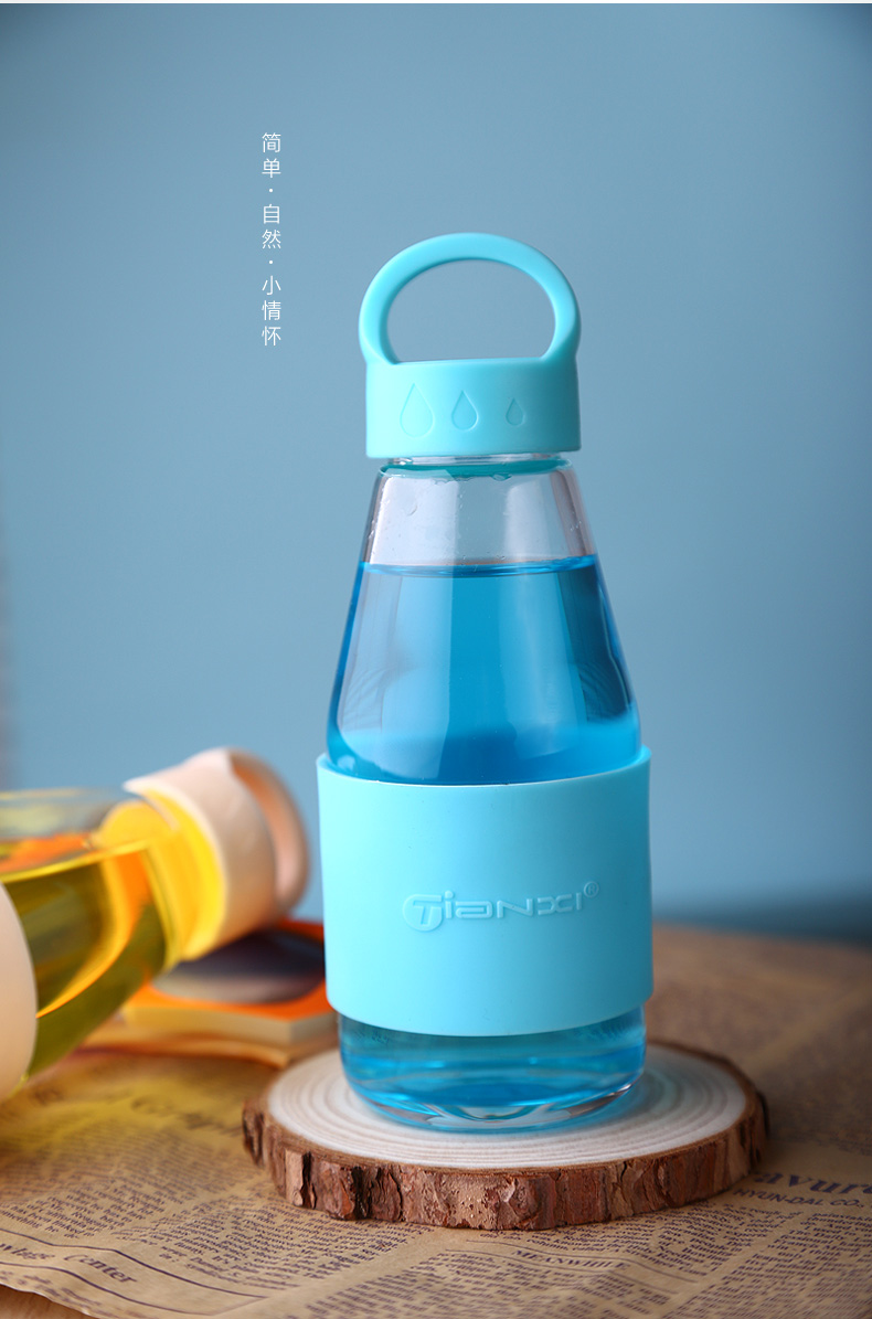 天喜水杯玻璃杯便携可爱加厚杯子耐热