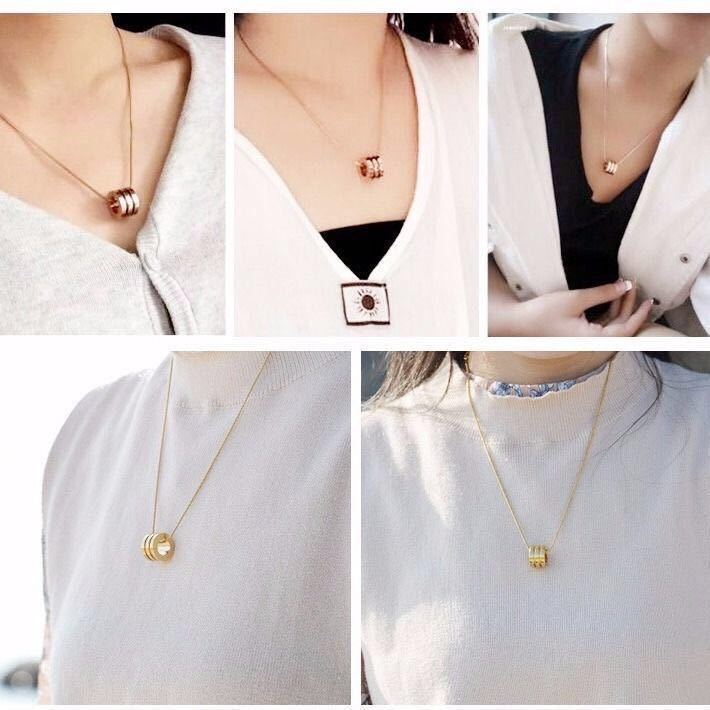 小ck项链男女情侣款锁骨链玫瑰金双环简约时尚送情人节生日礼物经典款