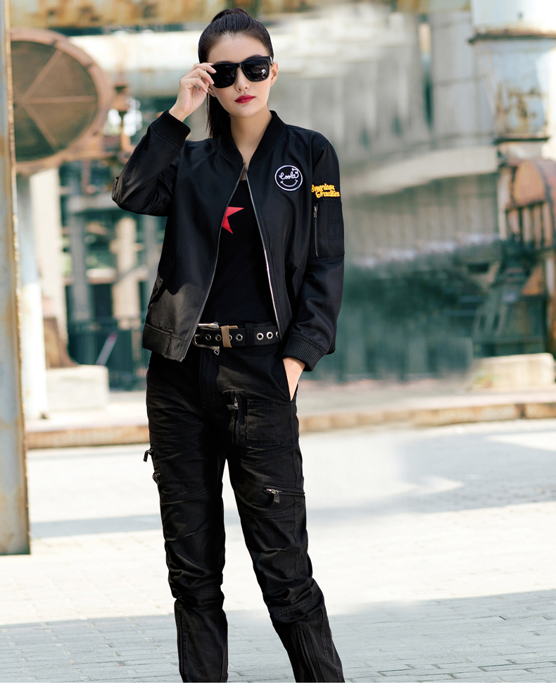 自由军绿色飞行员夹克女宽松显瘦工装迷彩外套短款棒球服秋季