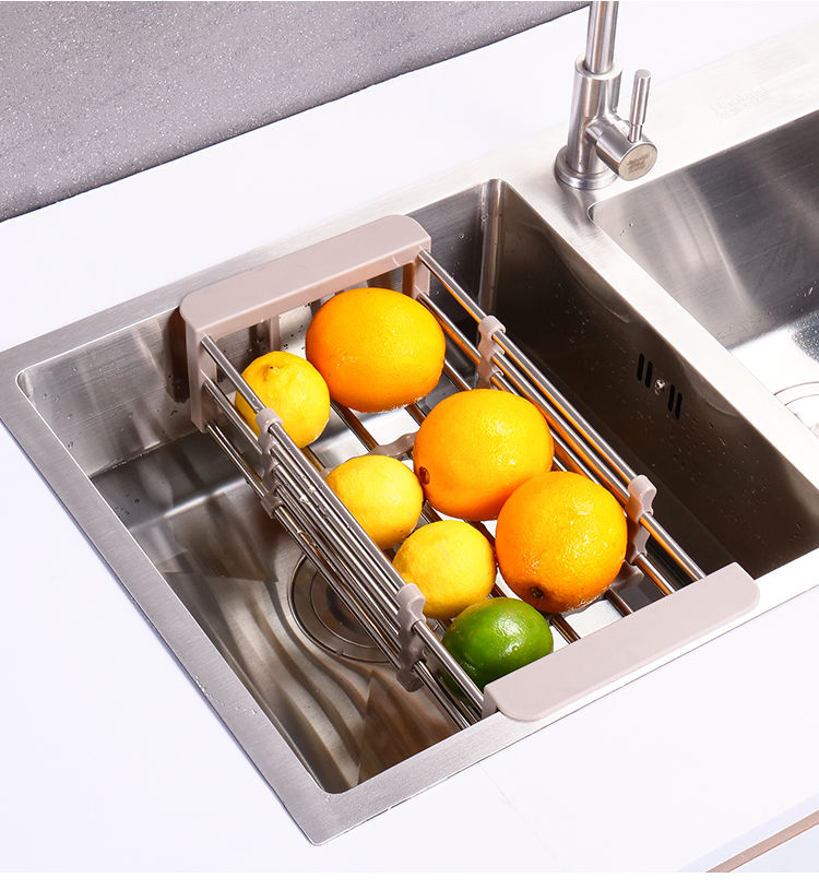 厨房水槽滤水架沥水篮不锈钢洗菜篮水池水果碗置物架漏水篮可伸缩普通