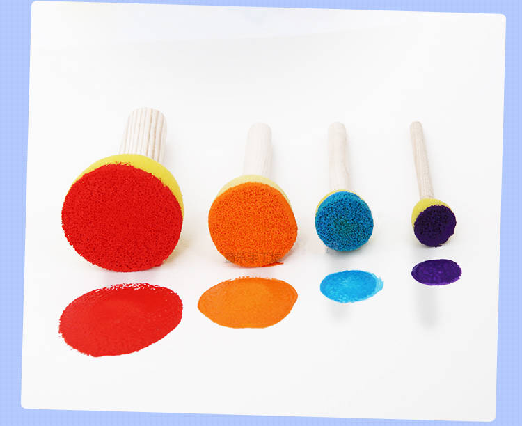 圆形木柄拓印eva海绵画刷幼儿diy美劳涂色印章涂鸦绘画工具套装圆头15