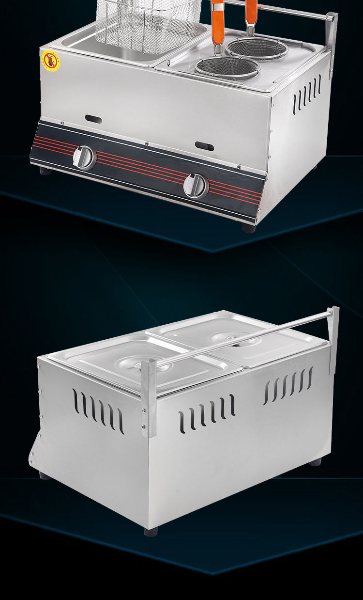 燃气液化气油炸锅商用油炸炉煤气油炸机炸油条薯塔鸡排鸡锁骨摆摊e6