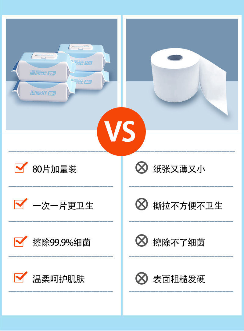 80抽大包装湿厕纸擦屁股厕所纸巾厕纸湿巾家庭洁厕卫生纸批发家用特价