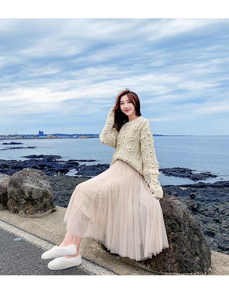 网纱半身裙女百褶裙中长款黑色纱裙高腰显瘦仙女裙子