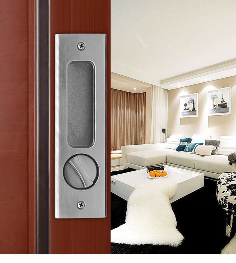 敬平锁具 推拉门锁移门钩锁 双面带钥匙移门锁带钥匙厨房推拉门锁卫生