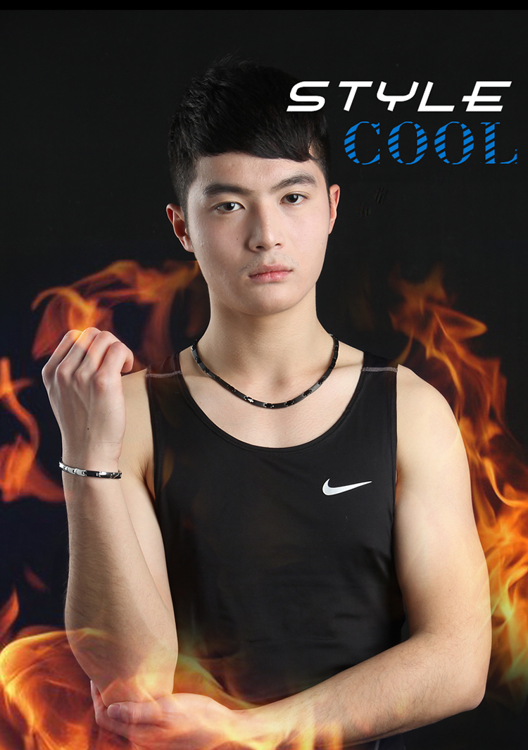 钛项圈日本运动颈环保健项链男女款磁石能量平衡项链日本纯钛锗石磁