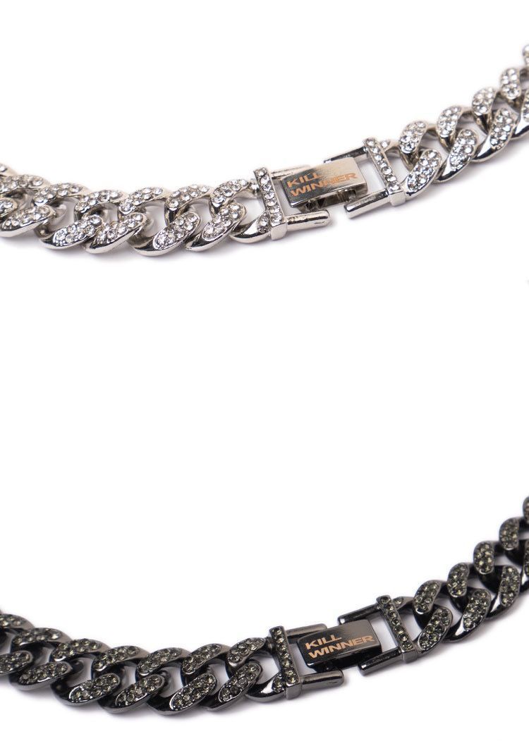 killwinner手链项链回到未来多色双排镶钻古巴手链潮牌饰品银色项链