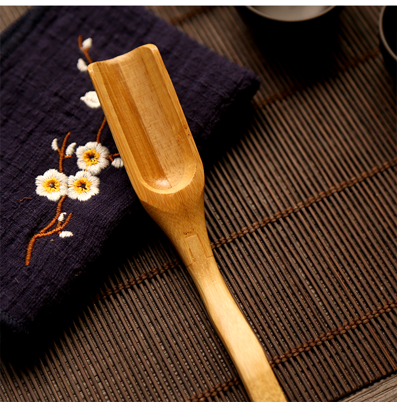 名器茶勺茶铲茶匙分茶勺实木竹取茶勺长柄竹茶勺小茶勺竹制煮茶勺jing