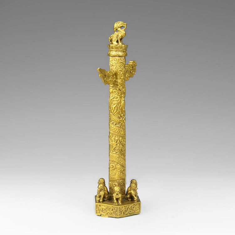 定制铜华表摆件铜华表流云盘龙柱化煞除小人增权旺运势开运风水摆件