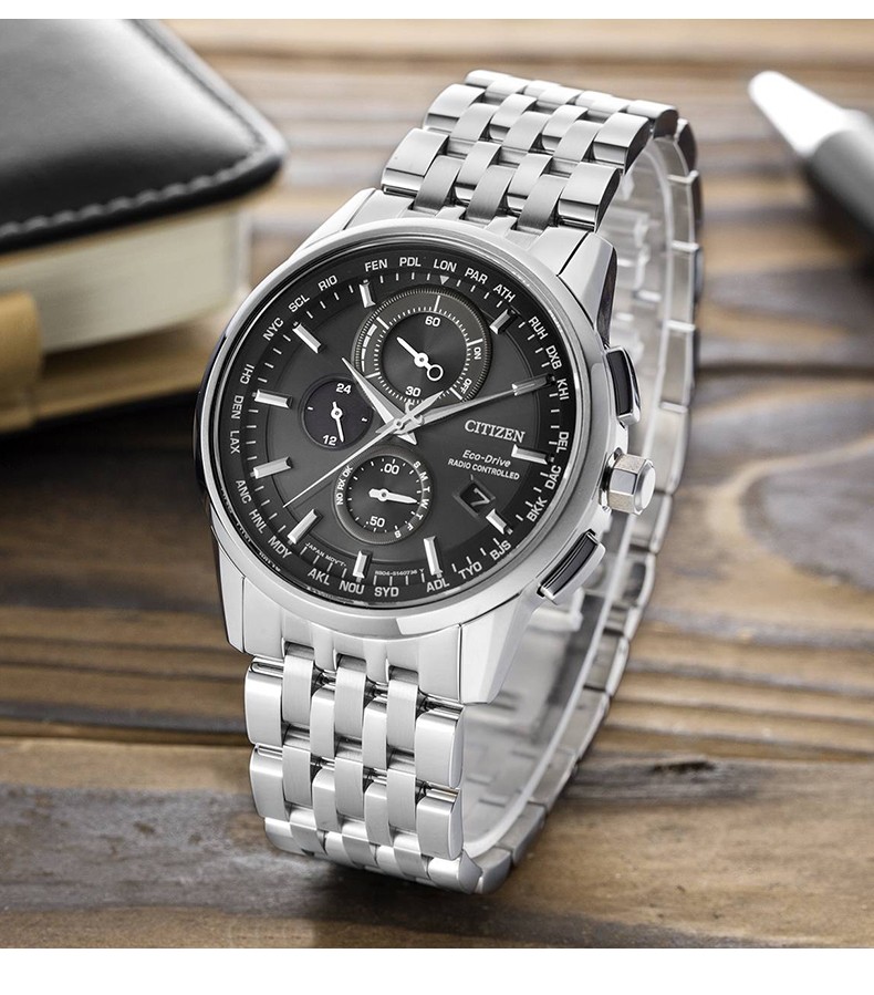 西铁城(citizen)光动能多局电波男士万年历腕表 日期星期蓝宝石表镜