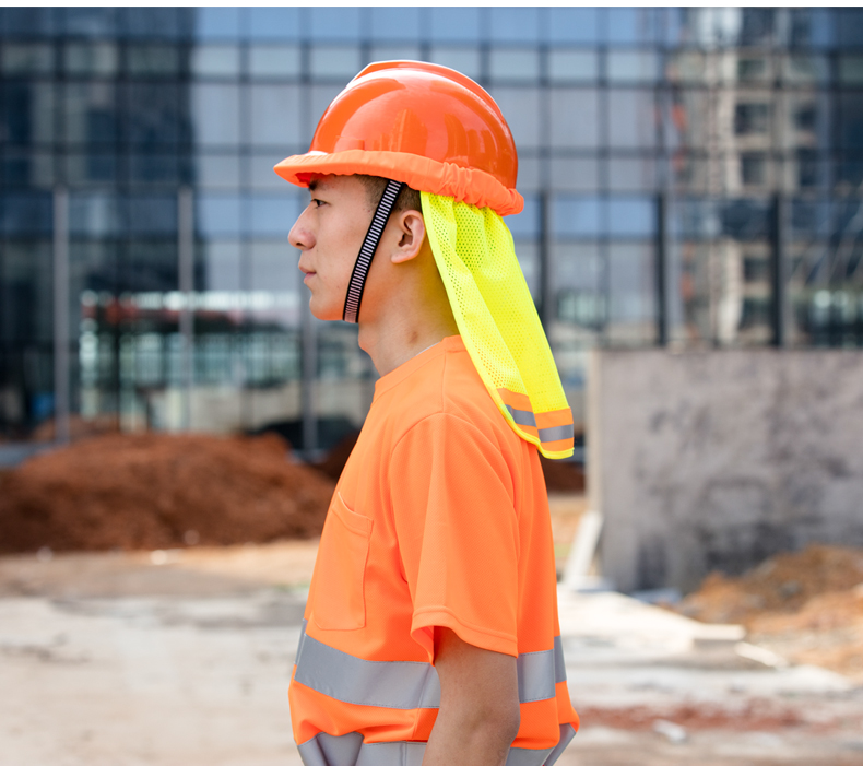 定做 建筑施工安全帽网布反光帽檐反光帽套鸟眼布安全帽套施工建筑