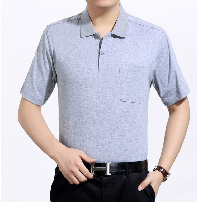 老人头2020夏季短袖t恤男中年全棉翻领半袖上衣薄款中老年男装纯棉大