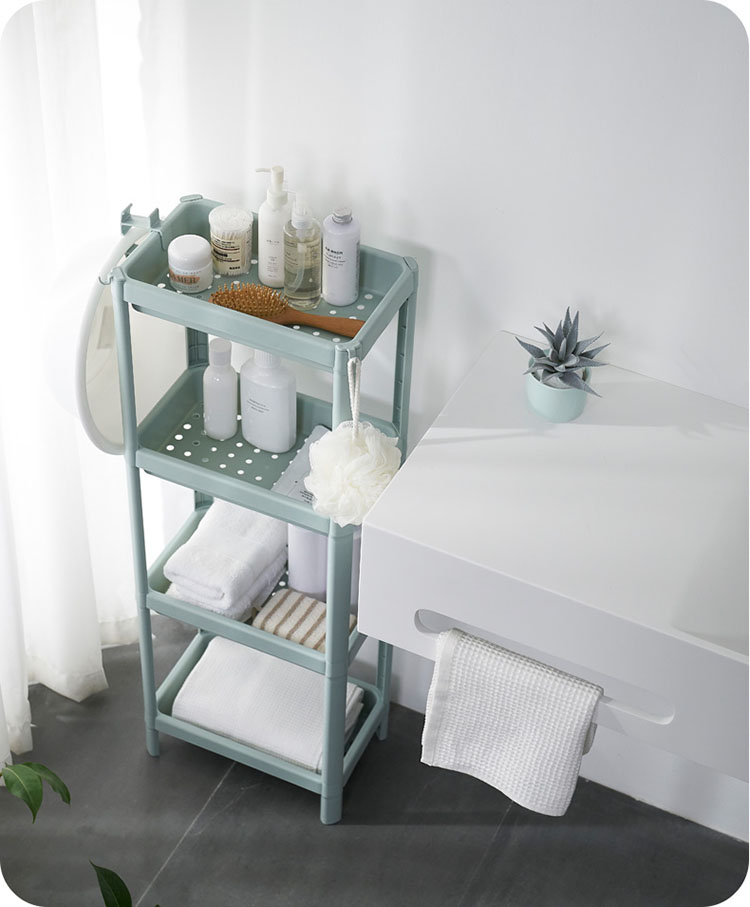 浴室置物架卫生间厕所落地式多层塑料收纳三角架洗漱台洗手间架子简约