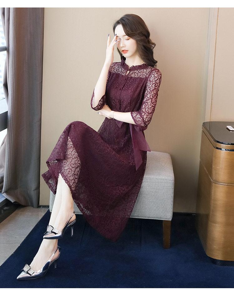 丝柏舍2020春季女装时尚纯色气质修身中长款连衣裙s01r0159l