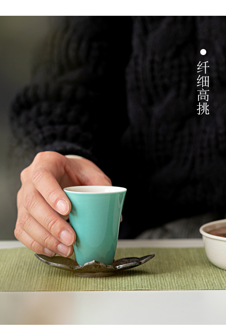 手工主人杯茶杯品茗杯单杯陶瓷个人杯子功夫茶具高杯闻香杯小茶碗霁红