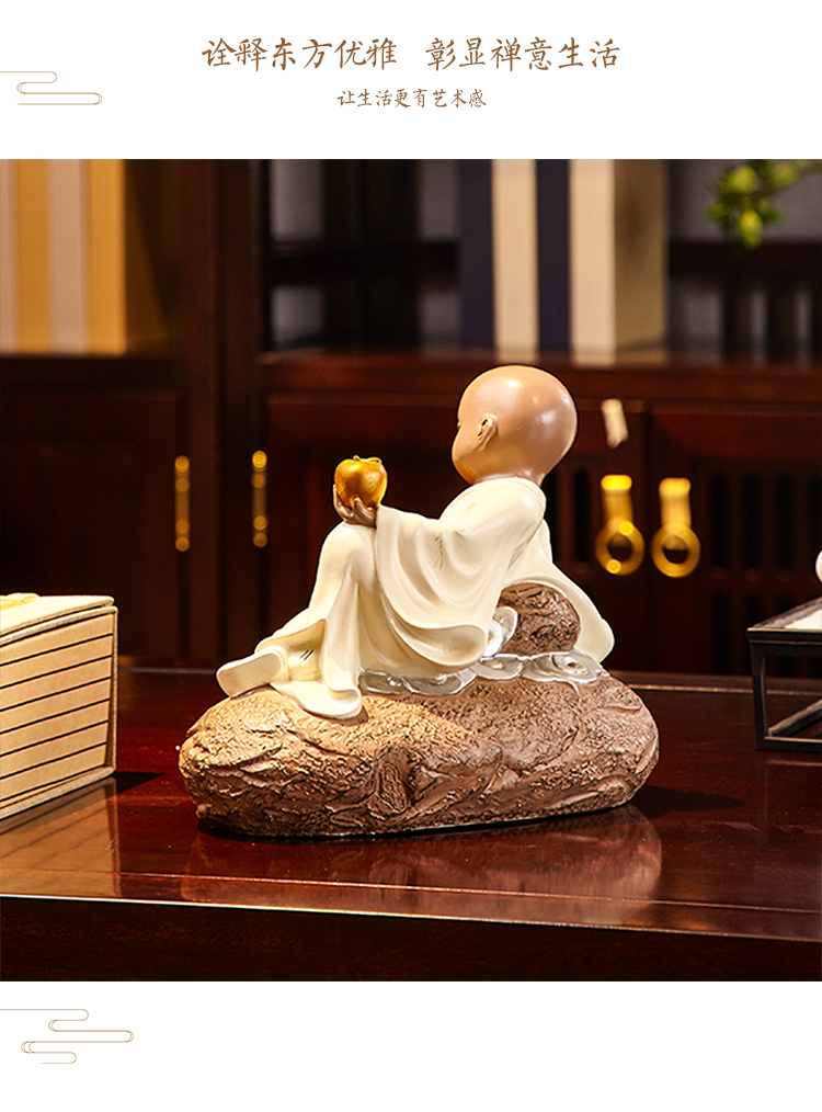 雅尊azera新中式茶几桌面装饰摆件躺着小和尚茶室禅意装饰品意境摆件