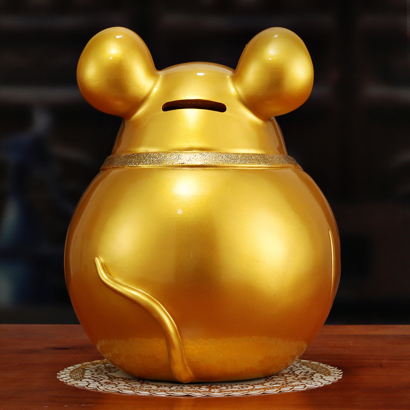 三维工匠鼠年金鼠生肖老鼠存钱罐摆件储蓄罐储钱罐大容量创意可存可