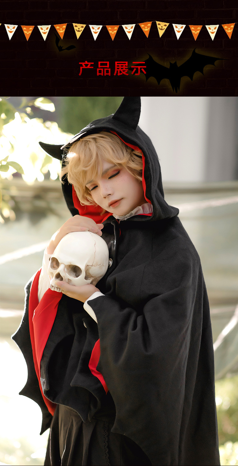 热卖日系新款lolita恶魔耳朵蝙蝠斗篷披肩毛呢外套cos女秋冬大衣