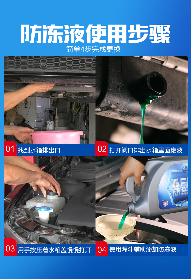 固特威汽車有機防凍液冷卻液水箱寶紅色綠色冷凍液混加四季 4kg-18