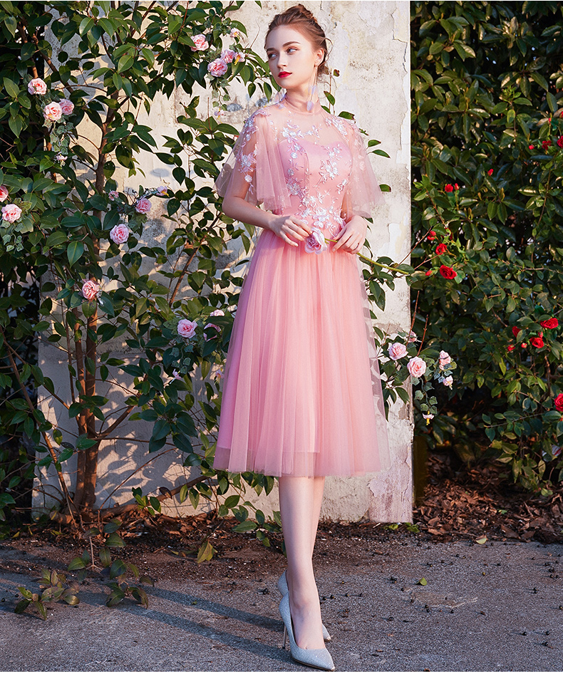 粉色伴娘服2019新款秋宴会姐妹裙伴娘团显瘦毕业小礼服仙女系气质