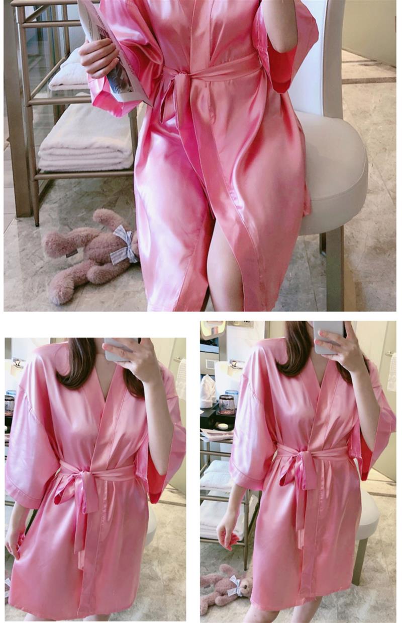 超级新品 真丝睡衣女夏季薄款白色性感桑蚕丝睡袍浴袍式宽松家居服