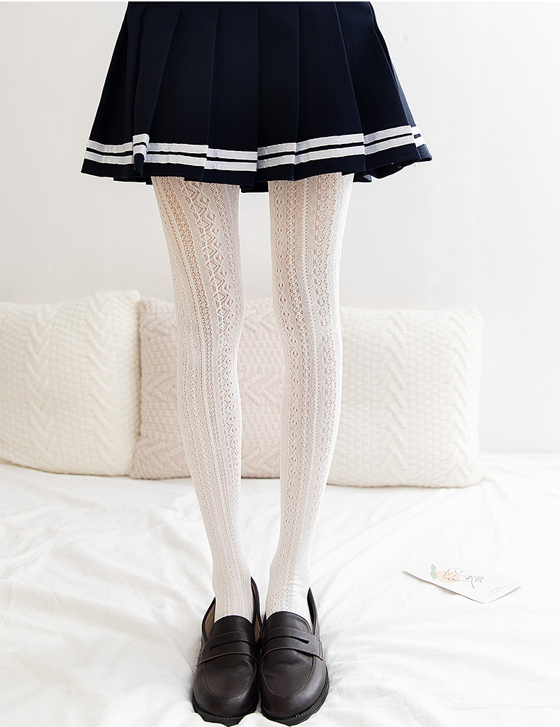 洛丽塔白女萝莉过膝打底裤可爱lolita袜子冬厚蕾丝连裤袜日系