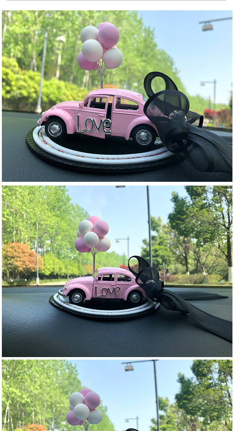 告白气球汽车摆件老爷车车载装饰创意可爱中控台仪表盘车内饰品女白色