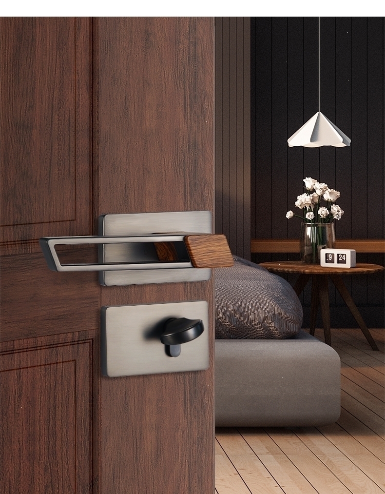 室内现代家黑色轻奢分体古达个性新中式套装简约卧室磁吸木门锁