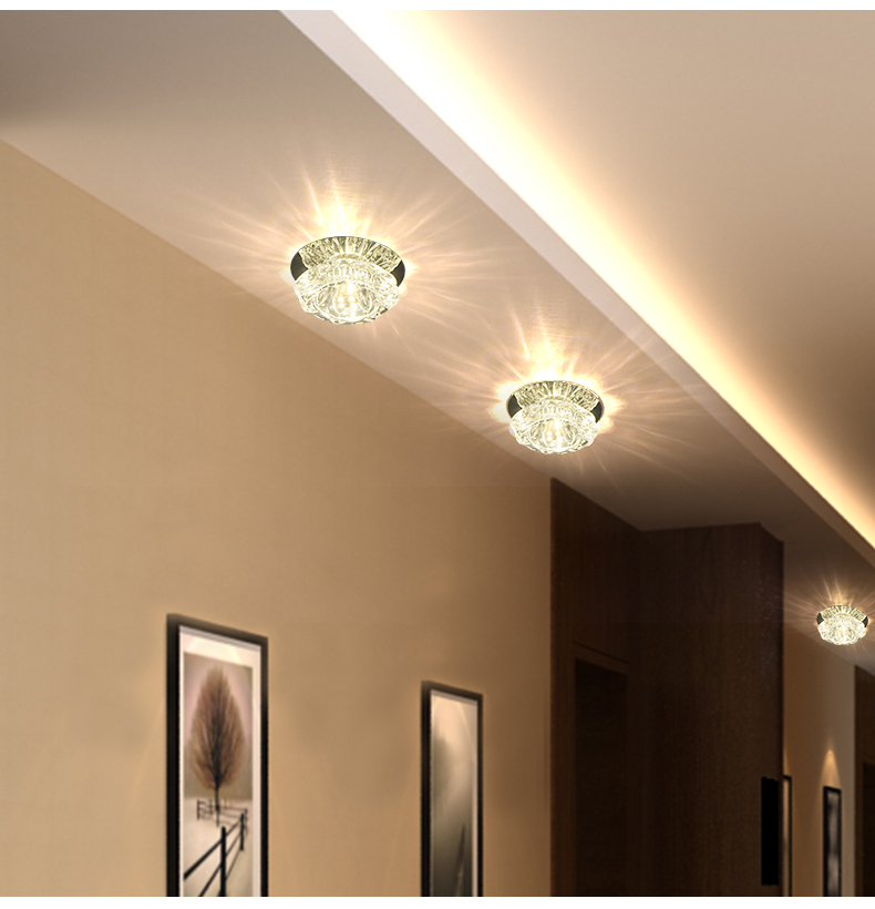 led水晶射灯嵌入式客厅吊顶天花灯过道走廊玄关洞灯明装彩色筒灯