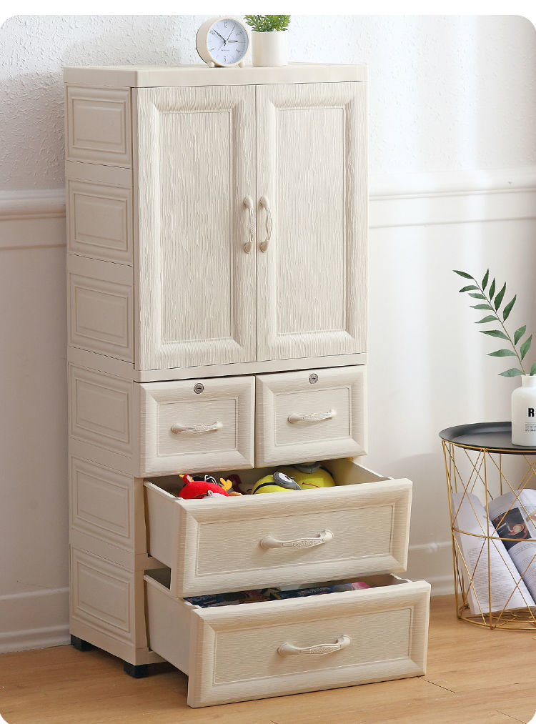 儿童衣柜双开门收纳柜子宝宝储物柜塑料简易婴儿衣服整理柜抽屉式