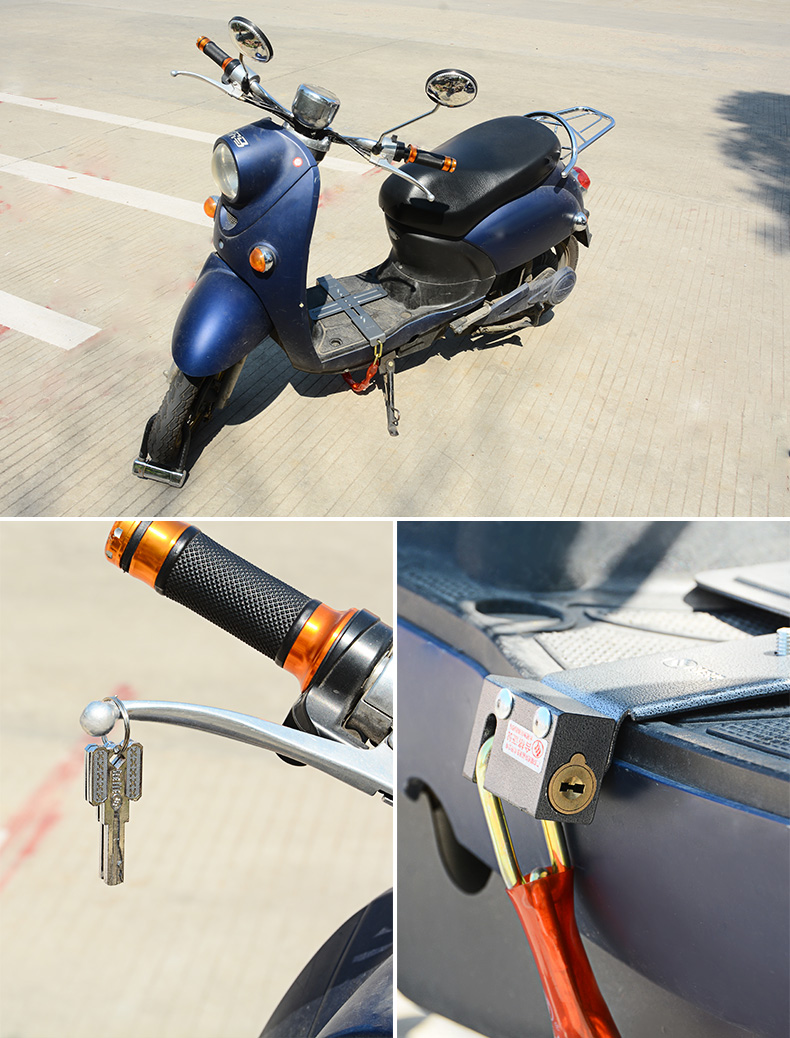 玥玛电瓶锁电动车踏板电池十字链条防盗锁