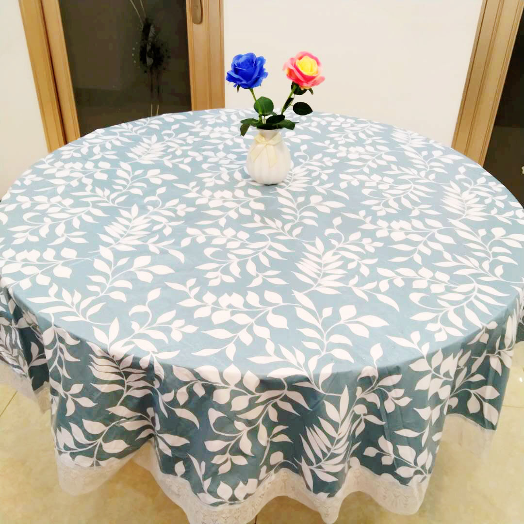 加厚圆桌布加绒塑料大圆形餐桌布圆台布pvc桌布防水防油免洗家用花边