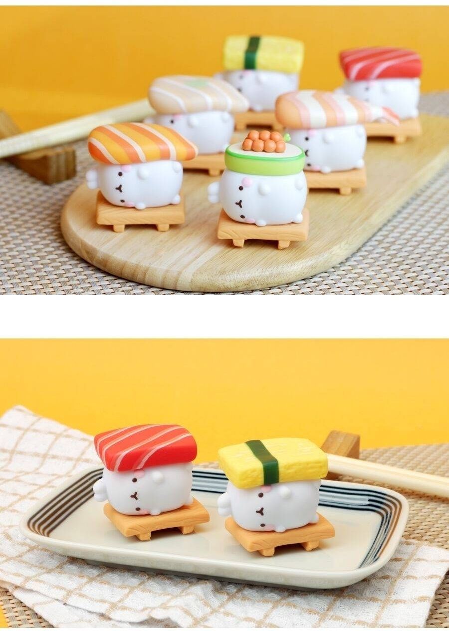 韩国molang兔土豆兔盲盒寿司系列寿司土豆兔公仔摆件潮玩单个盲盒