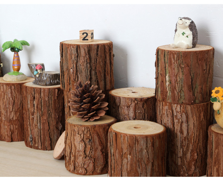 小木桩底座摆件原木树桩壁挂杉木摄影拍照diy小木头装饰婚庆道具
