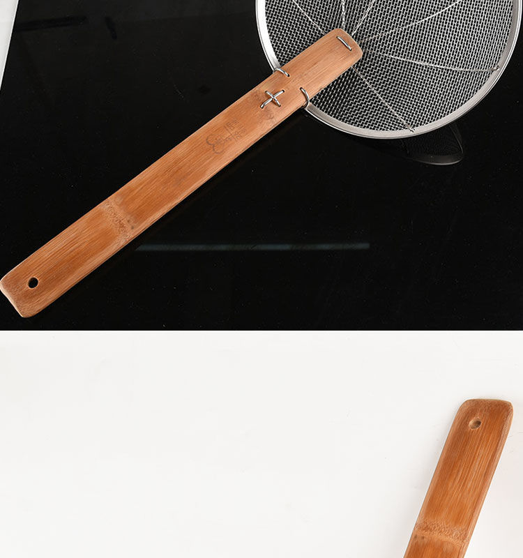 《捞勺竹笊篱大号商用捞油渣漏勺厨师专用密眼漏勺木柄油炸漏勺沥油