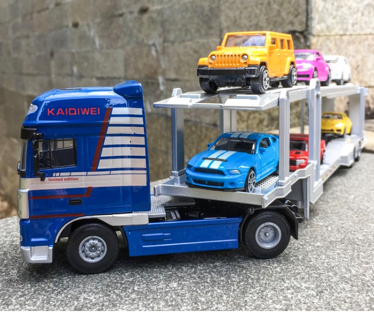 大号合金双层运输车玩具汽车模型仿真工程车平板车男孩儿童玩具车