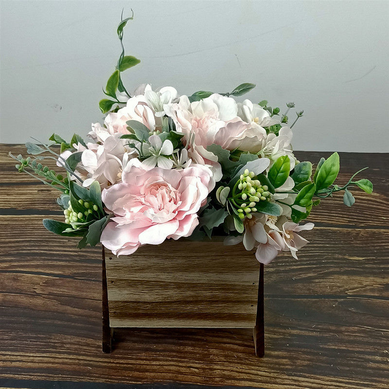 新品高档仿真花田园欧式山茶花花束插花玄关茶几装饰摆放花2支粉小号